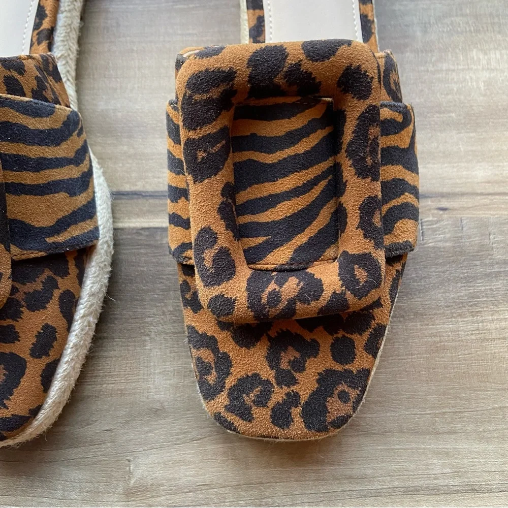 Vince Camuto Jinannie animal print suede animal print espadrille mules